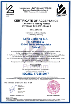 Lena Lighting- Zertifikat