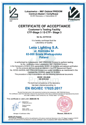 Lena Lighting- Zertifikat
