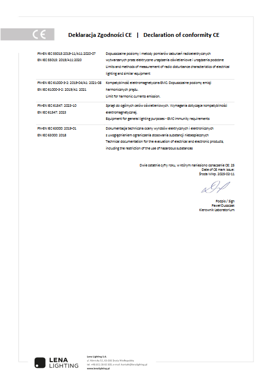 Deklaracja Zgodności CE Tuba IP69K str 2